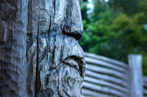 Skulptur im Keltengehöft am Dünsberg