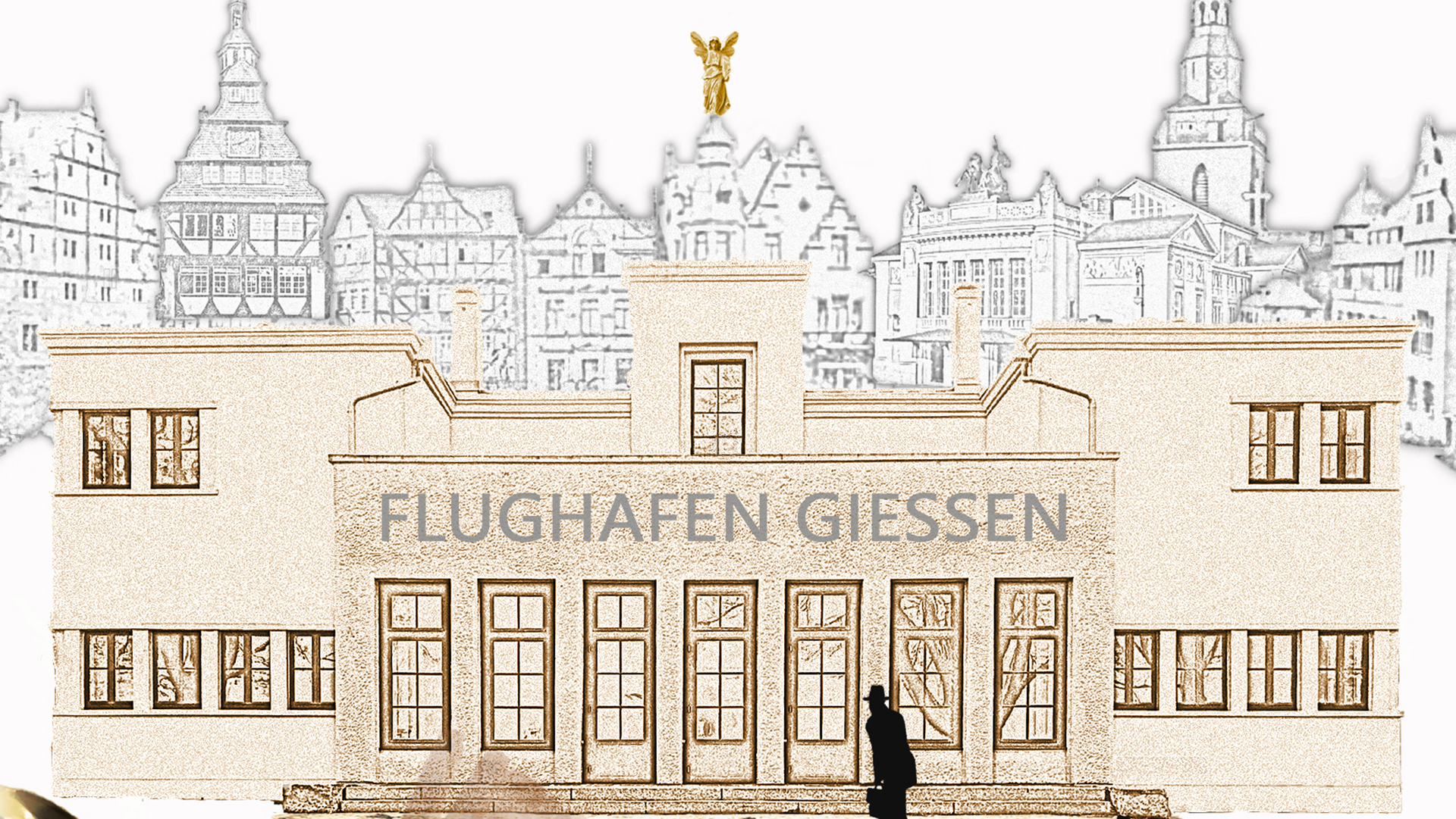 Grafik Gießen mit Flughafen